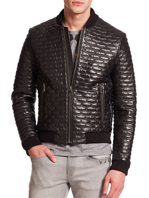 versace men's leather jacket price